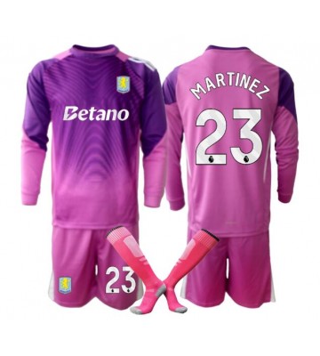 Aston Villa Emiliano Martinez #23 Portiere Terza Maglia Bambino 2025-26 Manica Lunga (+ Pantaloni corti)